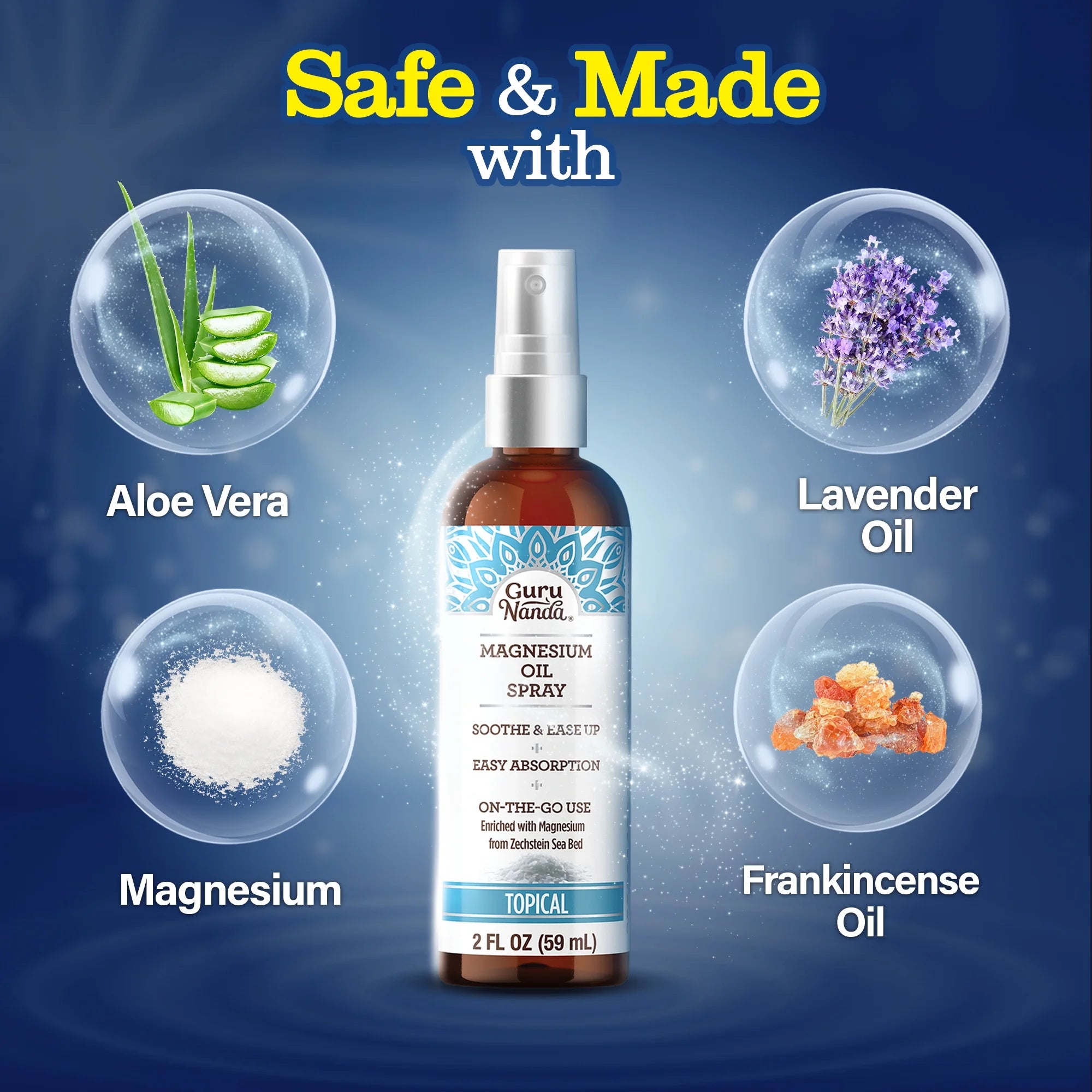 Magnesium Oil Spray for Muscle Relief and Pain Soothing - Fast Absorbing - 2 oz