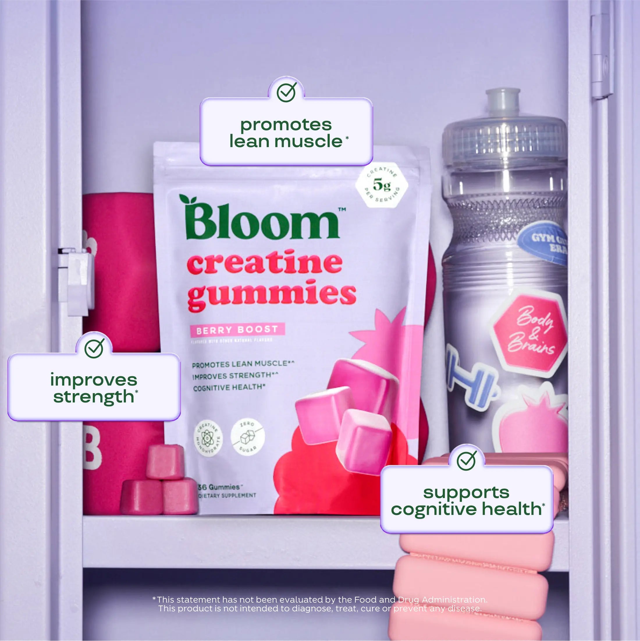Bloom Nutrition Creatine Gummies - Energy, Cognitive Health & Post-Workout Muscle Recovery Promotes & Muscle Improves - Creatine for Women