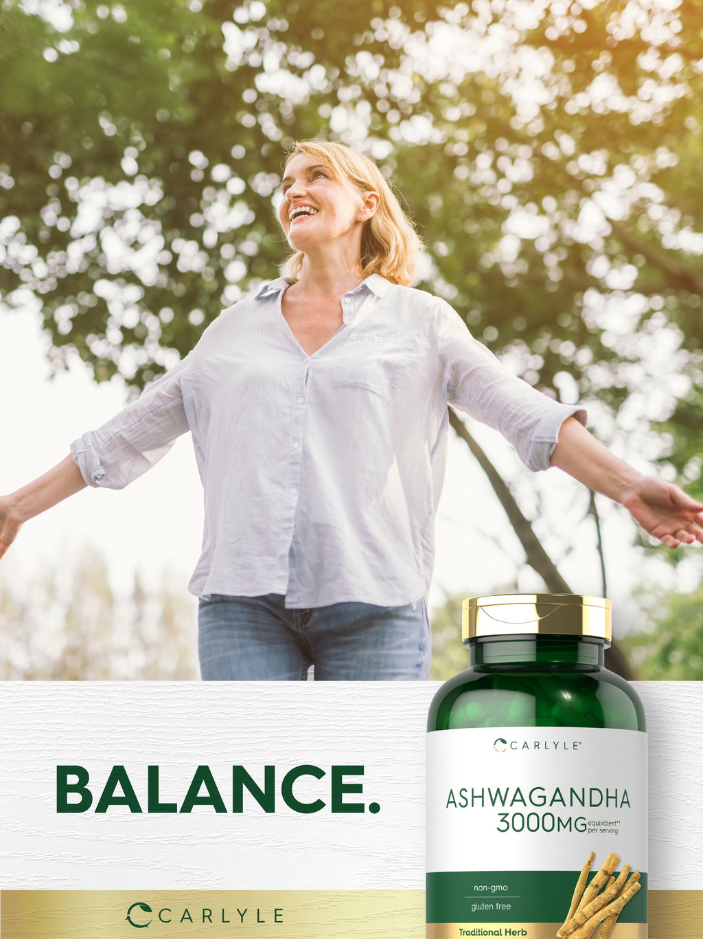 Ashwagandha 3000mg Supplement | 300 Capsules | Non-GMO, Gluten-Free